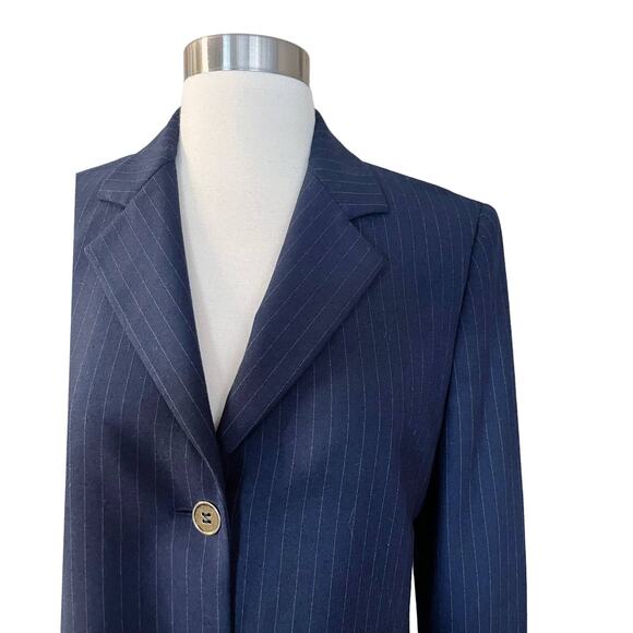 GILMAR Blazer Jacket Blue Subtle Stripes Button Down Italy Long Sleeves 40 EUC - Picture 6 of 12
